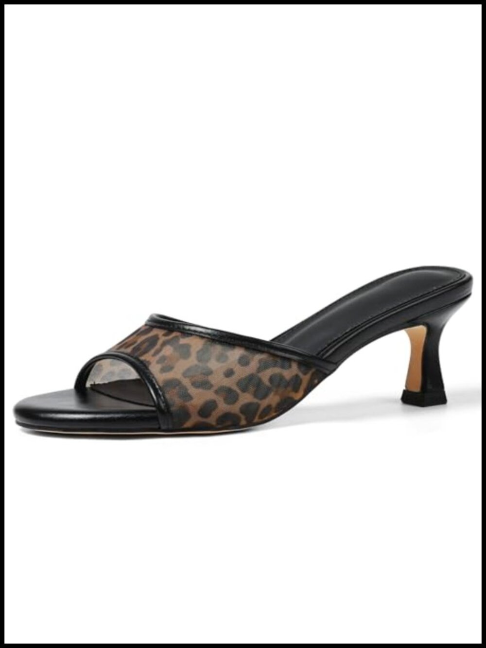 Women's Kitten Heel Slide Sandals Open Toe Slip On Dressy Mesh Heels